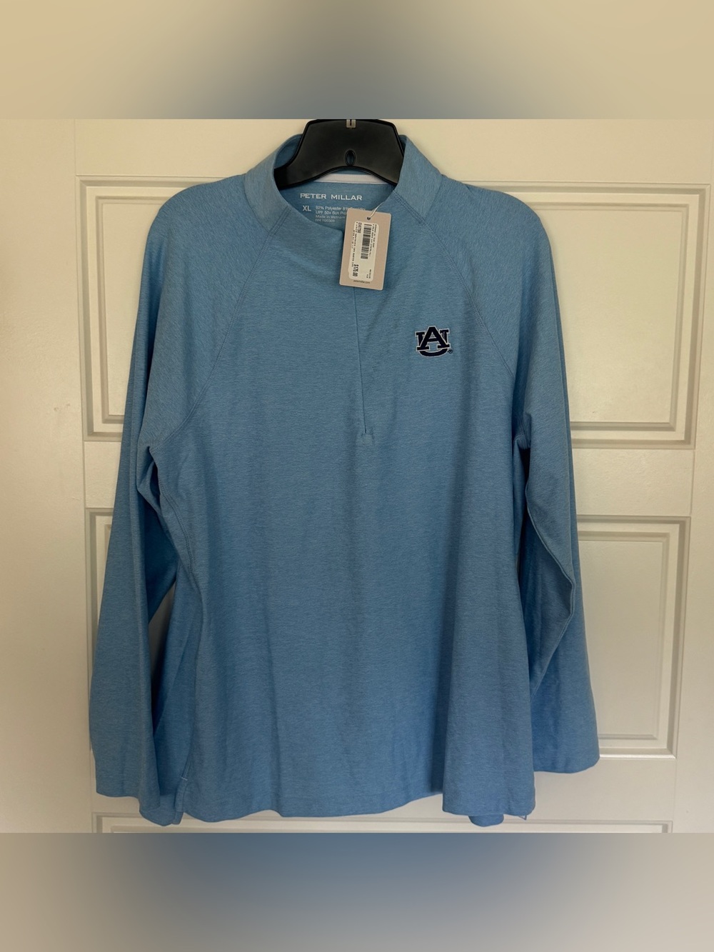 Auburn Peter Millar Perth Stripe Blue Quarter Zip Pullover Women’s Size XL New